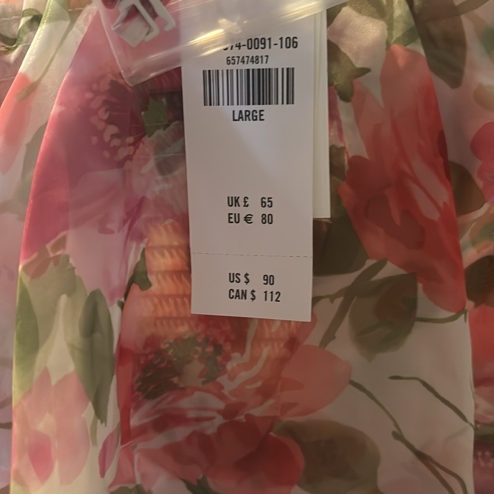 NWT Abercrombie & Fitch organza tiered dress in white floral - Picture 5 of 5